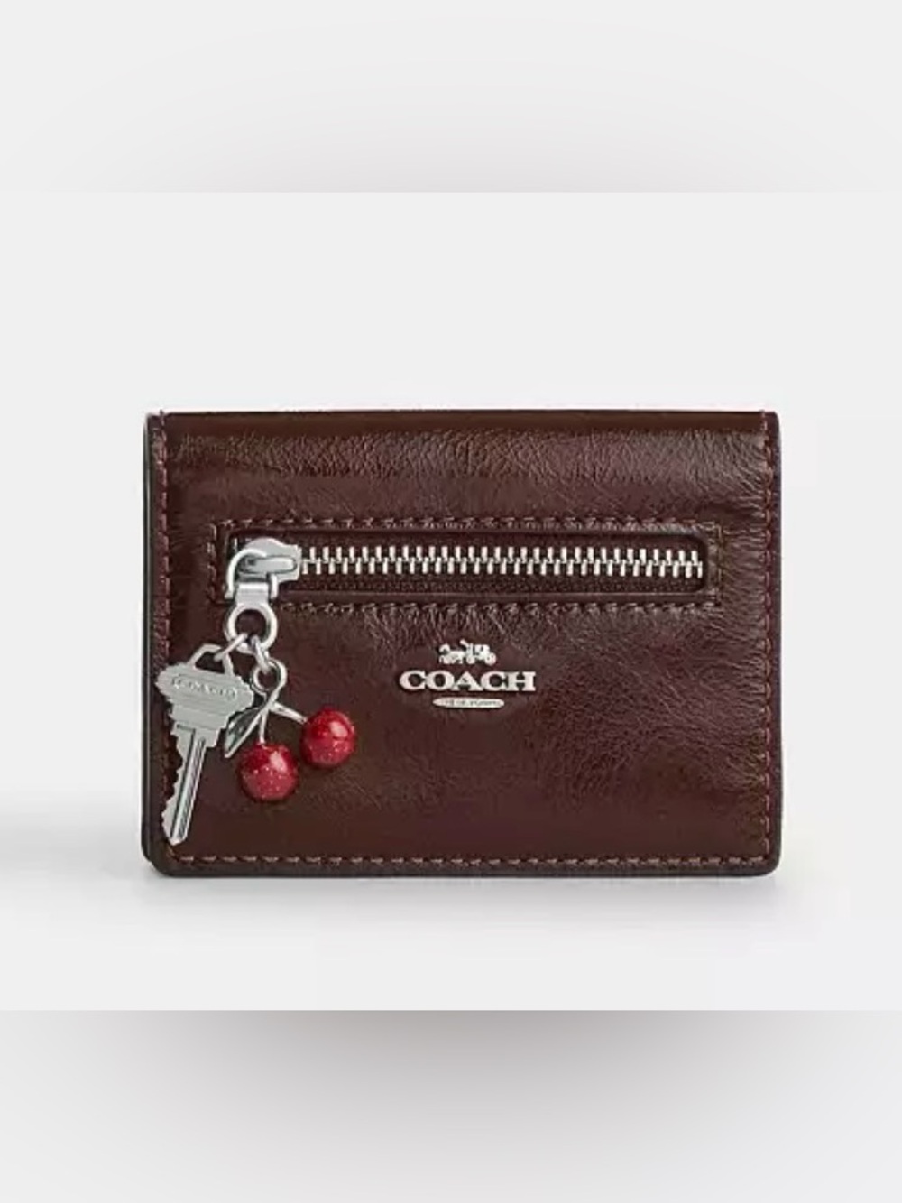 NWT Coach Card Case With Charms in maple/silver